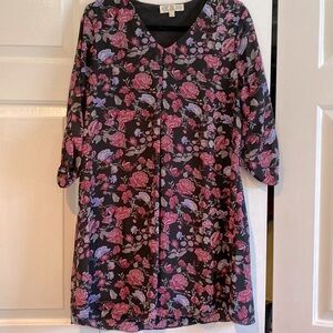 Pink Rose Long Sleeve Floral Dress